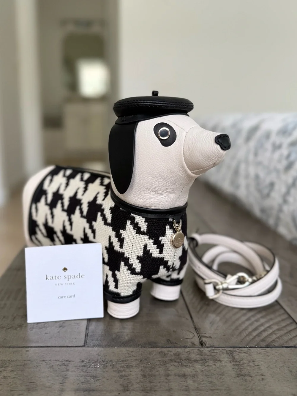 Rare Kate Spade Claude Houndstooth Dachshund Crossbody bag